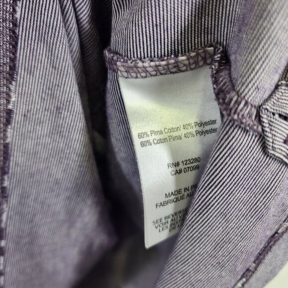 Travis Mathew Mens XL Striped Polo Shirt 60% Pima Cotton 40% Polyester Purple/Gr - Picture 6 of 7